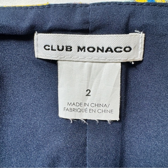 Club Monaco Mini Skirt Minirock Floral Botanical Yellow Lined Mod Bright Sz 2 - Picture 3 of 9